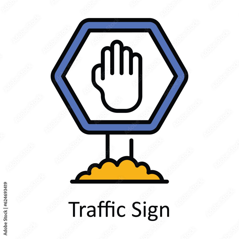 Obraz premium Traffic Sign Filled Outline Icon Design illustration. Map and Navigation Symbol on White background EPS 10 File