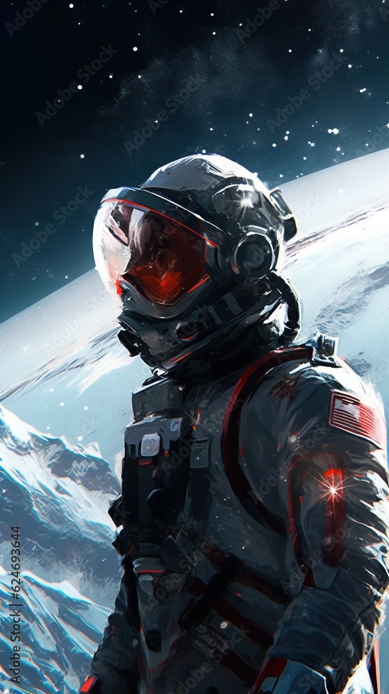 A futuristic astronaut with perfectly reflective faceplate. Ai generated. A futuristic astronaut with perfectly reflective faceplate. Ai generated.