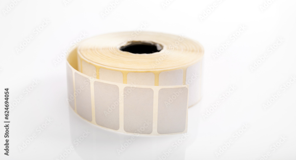Barcode sticker roll for product price isolated on white background ...