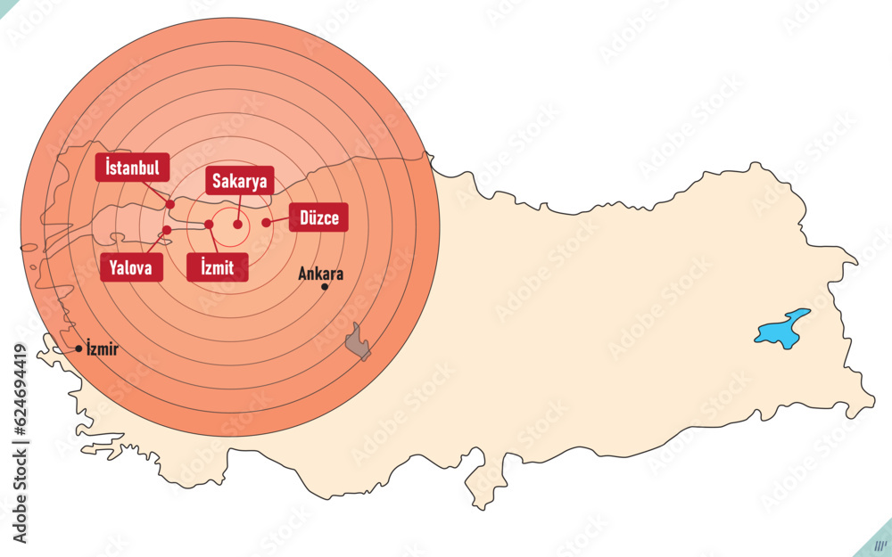 Obraz Turkey earthquake. Pray For Turkey, Türkiye. Central fault line