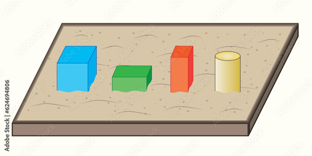 Ground Objects Science Sand ground and solid bodies. Pressure between solid body and ground ...