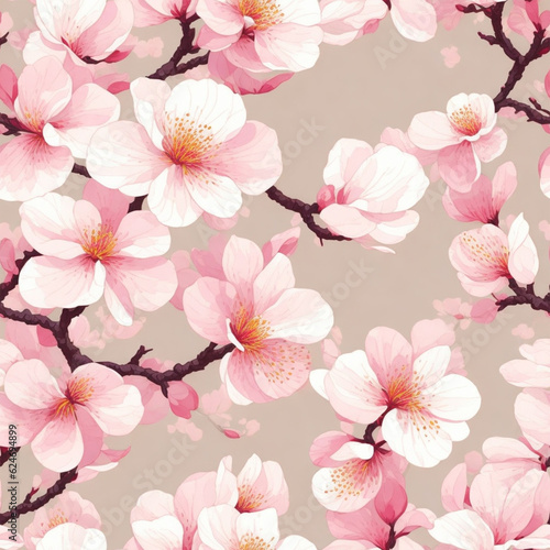 cherry blossom pattern background. AI Generative. 