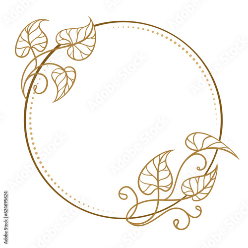 Vector round floral frame with ivy leaves decoration