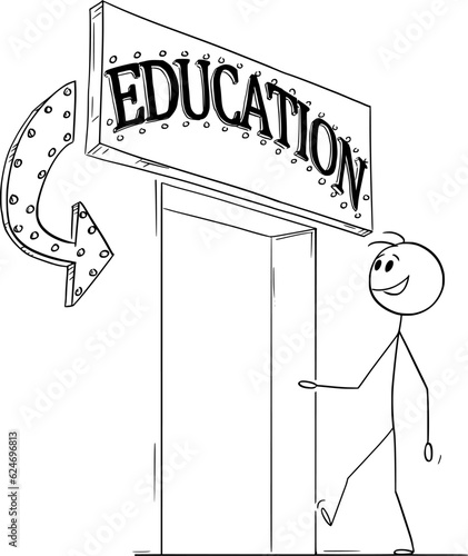 Person Eager for Education , Vector Cartoon Stick Figure Illustration