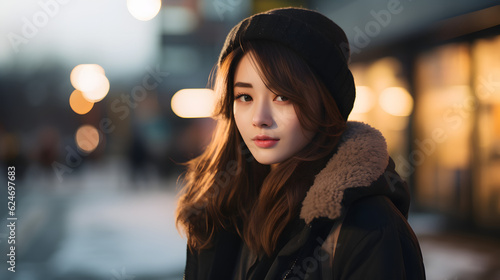 冬の街に立つ女性 © StudioFF