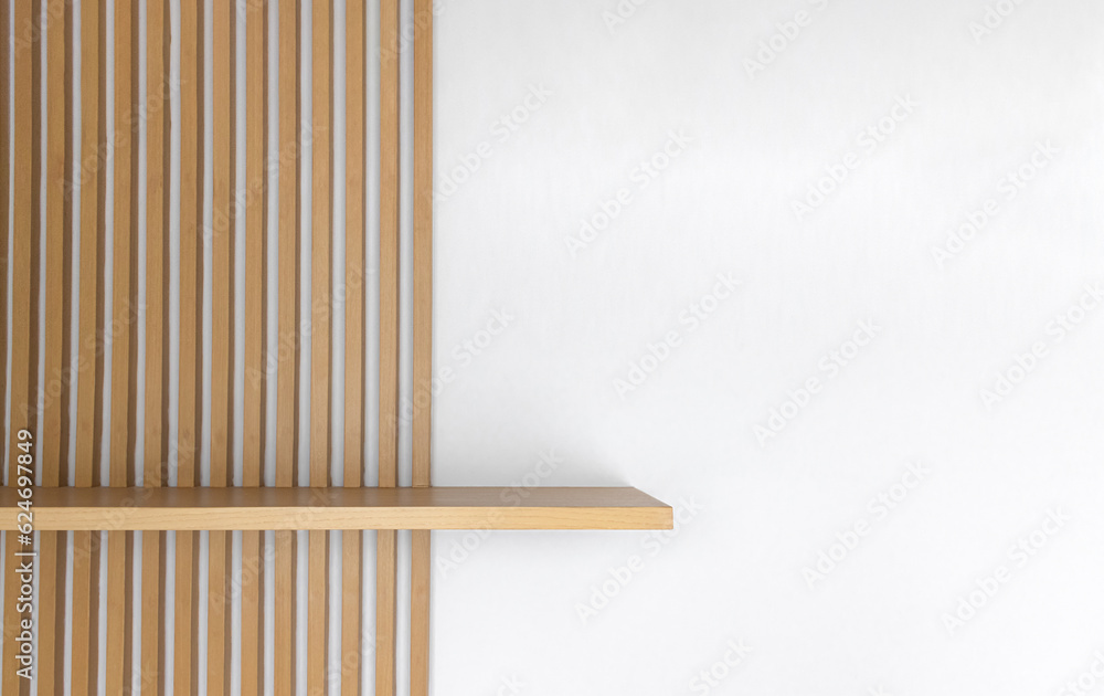 Empty wooden wall shelf on white background. Empty wooden wall shelf on white background.