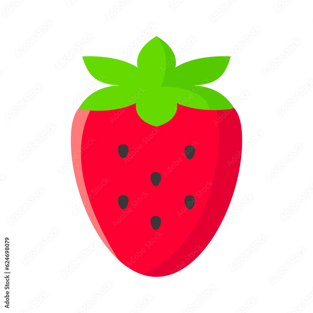 Obraz premium Strawberry Flat Colorful Icon Isolated Vector Illustration