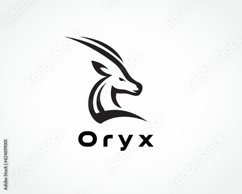 Εκτύπωση καμβά oryx head bold line art style back view logo design template illustration inspir