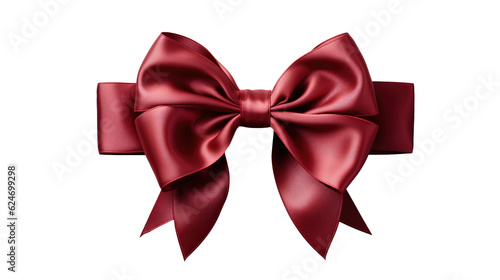 red ribbon bow isolated on transparent background. Generative Ai