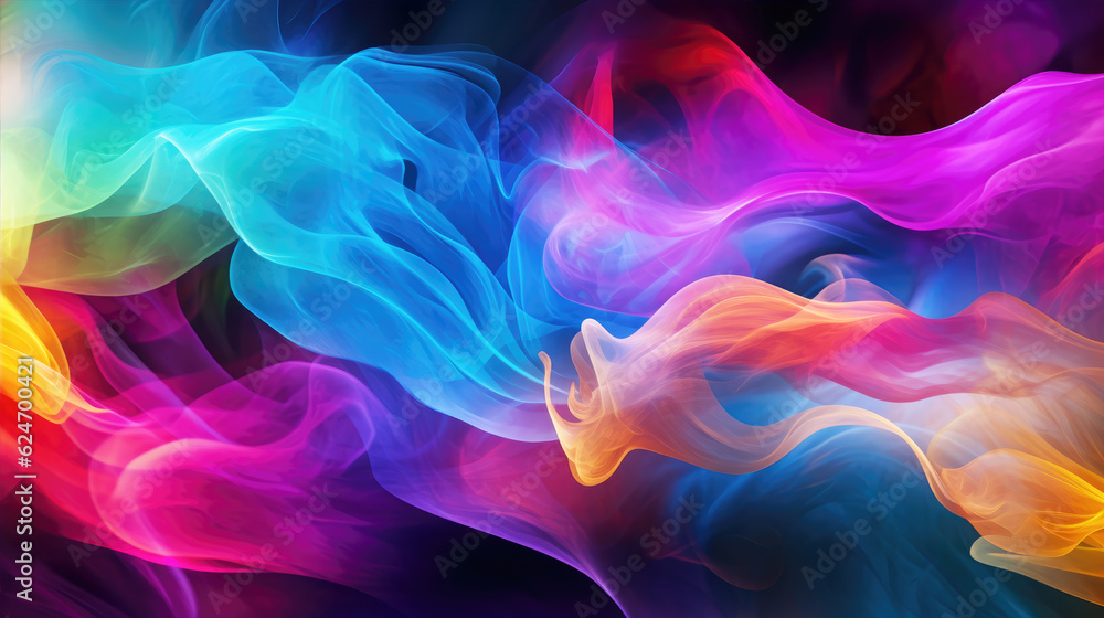 Neon smoke, art of light background Neon smoke, art of light background