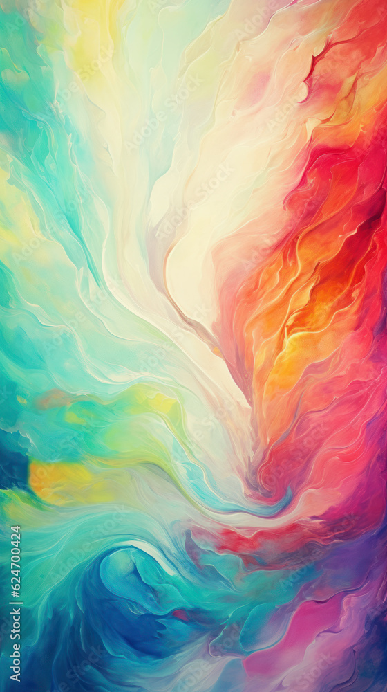 Abstract swirls and waves painting. Vertical background