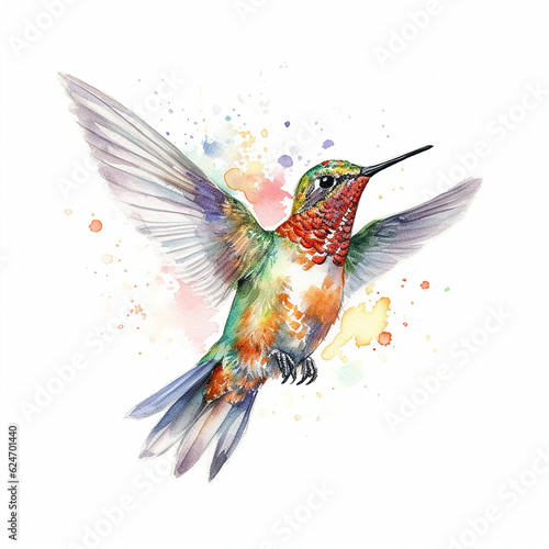 Watercolor Hummingbird Paper Background