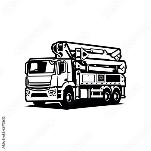 concrete pump truck illustration logo vector