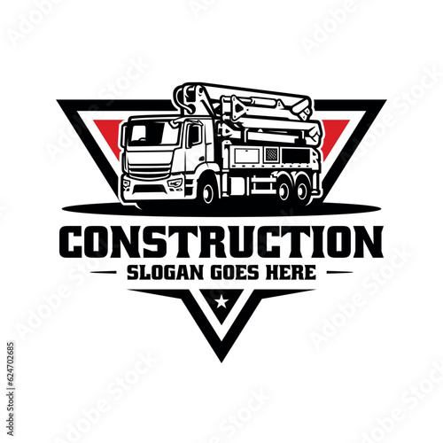 concrete pump truck illustration logo vector