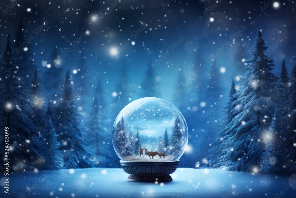 Winter Christmas background. Snow and magic light. Snowball Winter Christmas background. Snow and magic light. Snowball