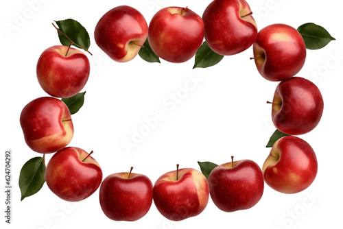 An Isolated Frame of Apples on a Transparent Background. Generative AI