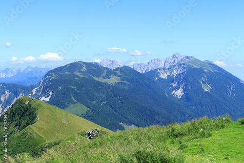 Karawanks, mountain range, view from Golica peak to the east part photo