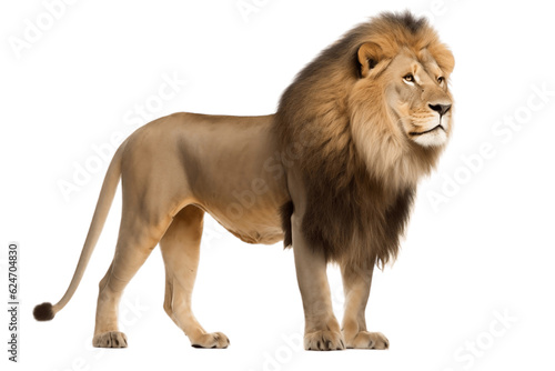 Isolated Full Body Size Lion King of the Jungle on Transparent Background. Generative AI