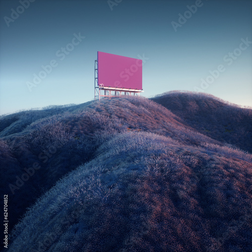 Billboard on an abstract hill.