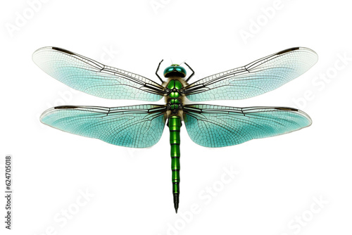 Isolated Top View of Green Dragonfly on Transparent Background. Generative AI © Haider