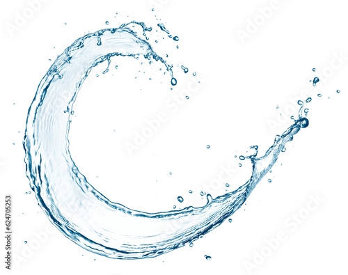 Water splash forming a circle isolated