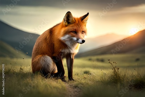 red fox portrait generated by AI technology