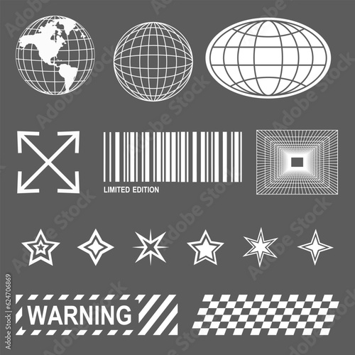 White street wear elements, y2k retro elements, wireframe, cyberpunk elements