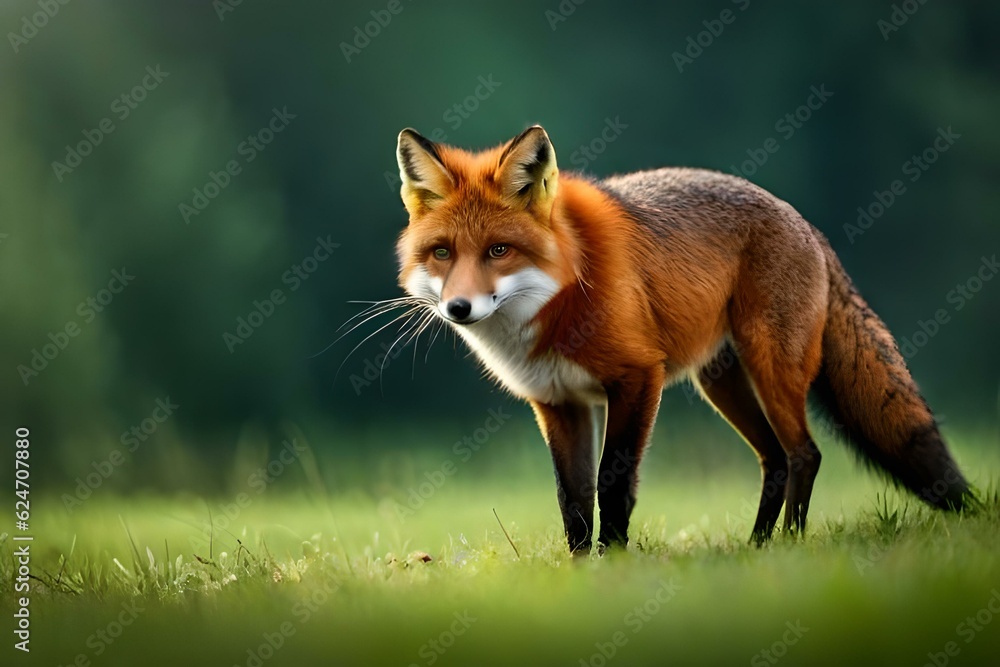 red fox portrait generated by AI technology red fox portrait generated by AI technology