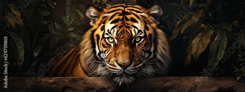 Banner of a tiger in the jungle, made with generative AI