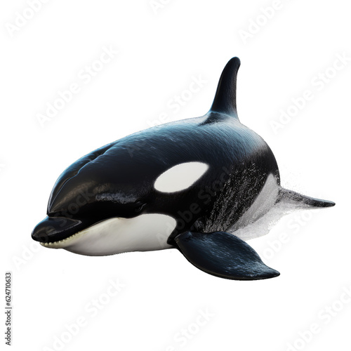 Orca fish isolated on transparent background cutout
