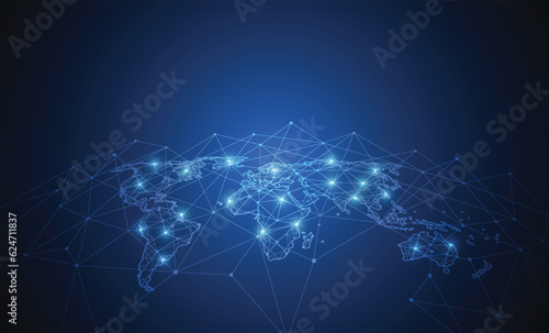 Global network connection. World map point and line composition concept of global business. Vector Illustration