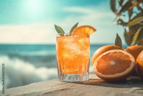 Summer tropical cocktail. Generate Ai