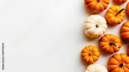 Pumpkins in the simple white backdrop Created With Generative AI Technology
