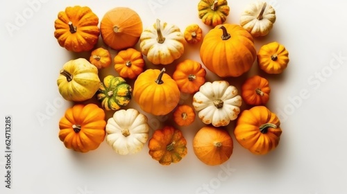 Pumpkins in the simple white backdrop Created With Generative AI Technology