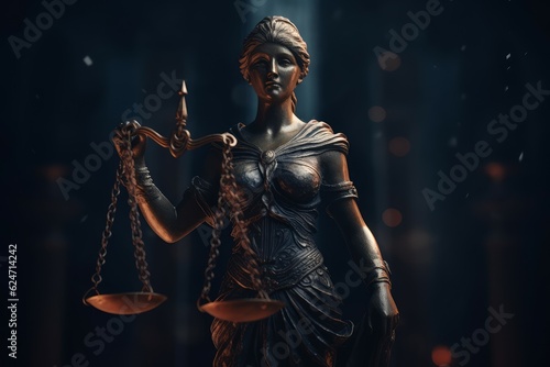 Themis statue law symbol. Generate Ai