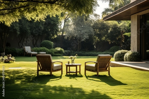 Luxury chairs backyard modern. Generate Ai