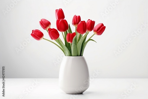 Vase with tulips on the table