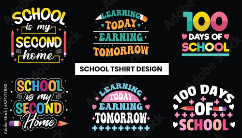 100 days of school t-shirt design, School t-shirt design, Back to School T-shirt design bundle sale