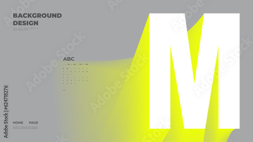 Abstract web page, homepage, landing page concept. Strict and discreet background. Neon type and 3D shapes.