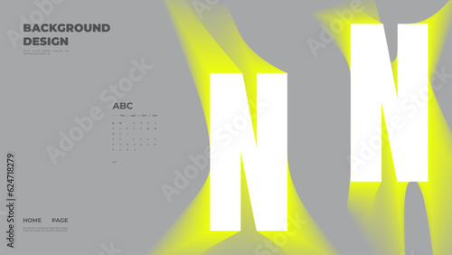 Abstract web page, homepage, landing page concept. Strict and discreet background. Neon type and 3D shapes.