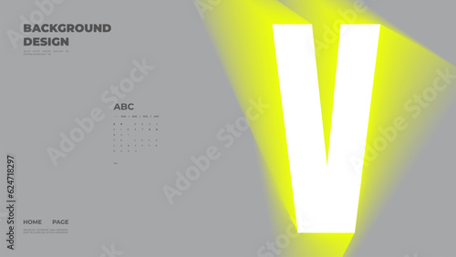 Abstract web page, homepage, landing page concept. Strict and discreet background. Neon type and 3D shapes.