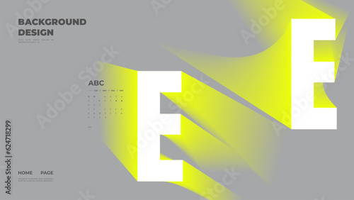 Abstract web page, homepage, landing page concept. Strict and discreet background. Neon type and 3D shapes.