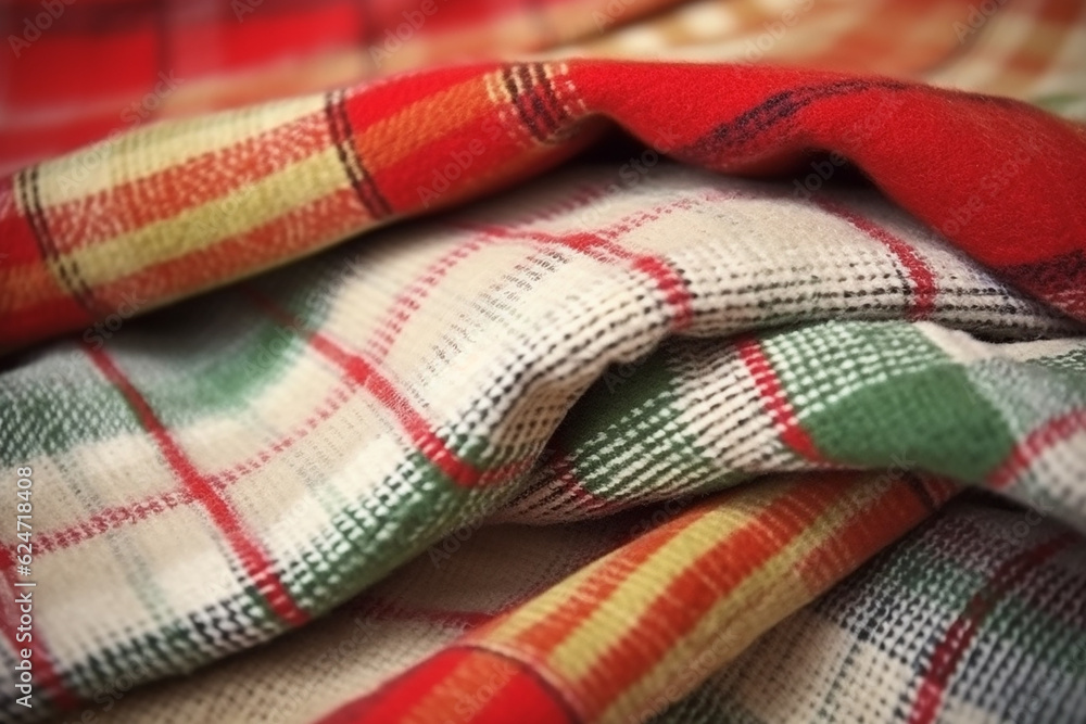 Bright colors kitchen textile plaid material. Generative AI Bright colors kitchen textile plaid material. Generative AI