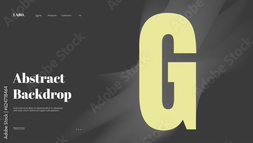 Abstract web page, homepage, landing page concept. Strict and discreet background. Type and 3D shapes.