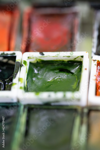 palette of watercolour closeup