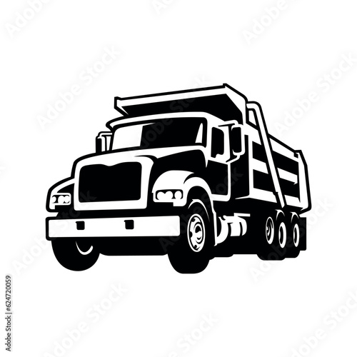 dump truck illustration icon and logo vector