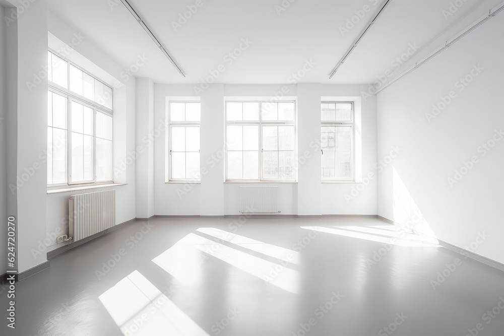 Minimalistic white room morning. Generate Ai Minimalistic white room morning. Generate Ai