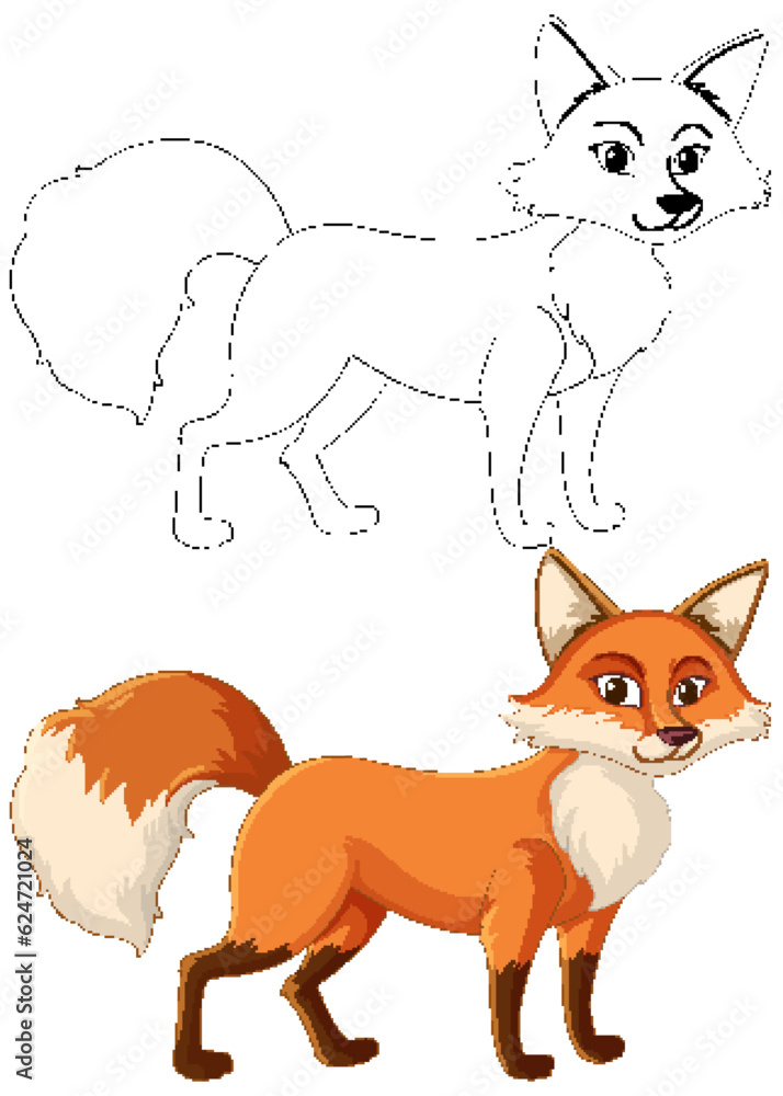 Obraz premium Cute red fox cartoon isolated