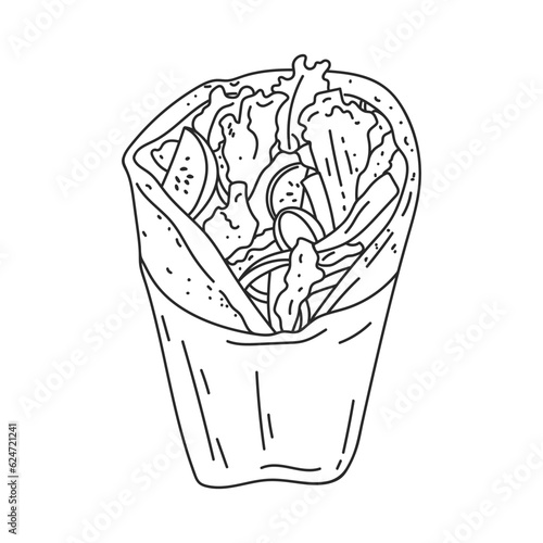 Greek gyros pita illustration isolated on white background