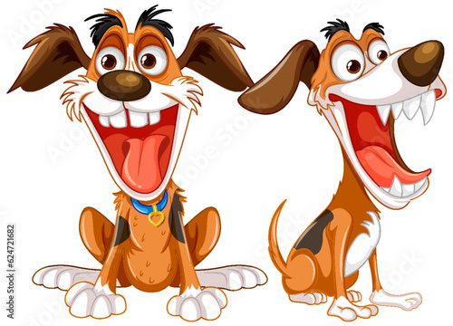 Cute playful crazy dog cartoon